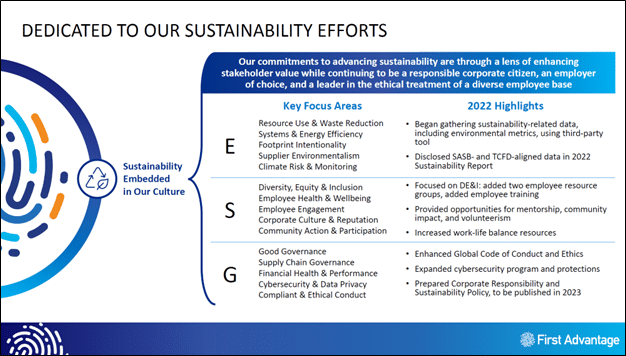Case Study: First Advantage ESG sample with link to the company report