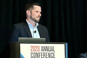 Dylan Yaworski talking a 2023 NIRI Chicago