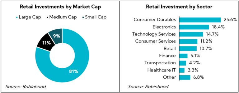 Chart: Retail Investments by Market Cap; Retail Investment by Sector
