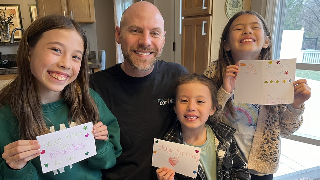 Love, Corbin team making cards "Light the Way Day" 2024