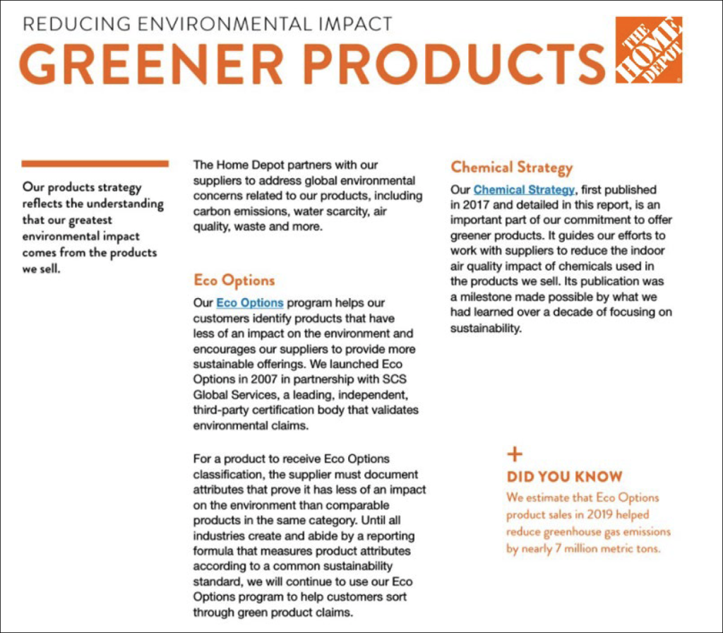 Sample graphic: The Home Depot product strategy