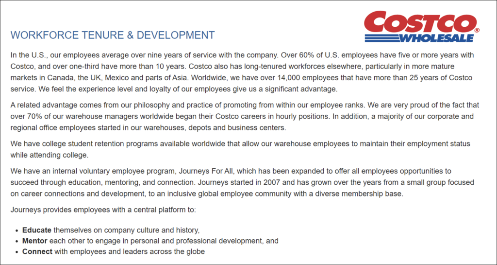 Sample graphic: Costco ESG statement