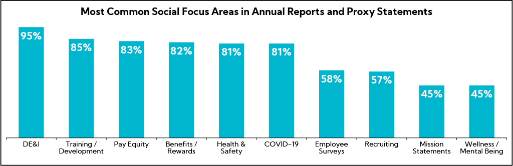 Chart: Most Common Social Focus Areas in Annual Reports and Proxy Statements