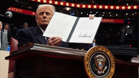 President Trump signing Executive Orders on his first day in office, January 20, 2025