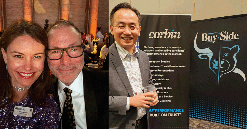 Rebecca Corbin with Jeffrey Goldsmith; and Thang To at NIRI 2023, Chicago, IL