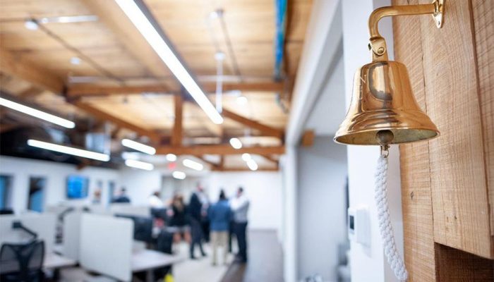 Grand Opening 2020 of the new Corbin Advisors headquarters in Farmington, CT: featuring the Corbin Bell with office space